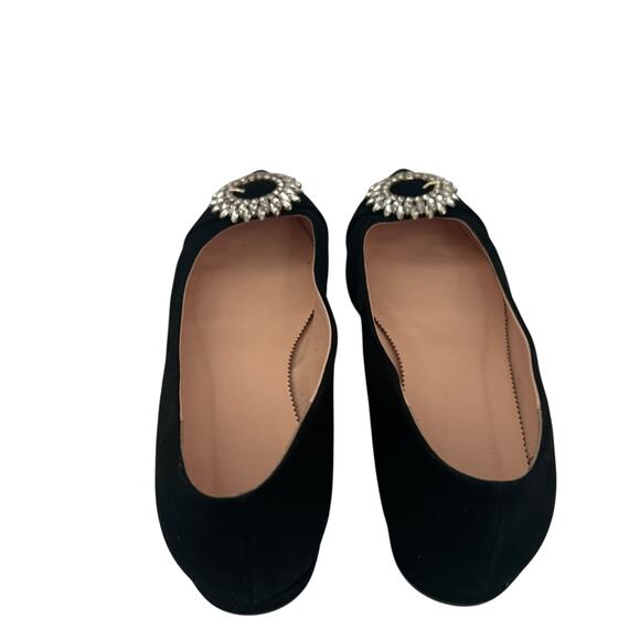 J.Crew Black Suede Crystal Embellished Pointed Toe Flats Size 8.5 - Picture 7 of 13
